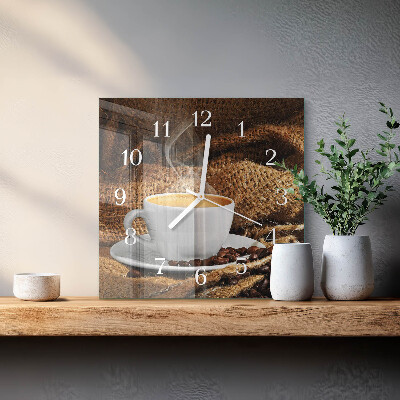 Firkantet vægur Kaffebønner