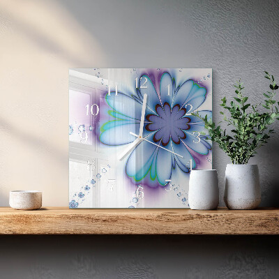 Firkantet vægur Blomst