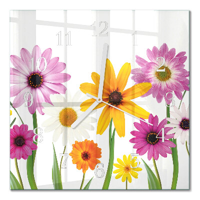 Firkantet vægur Blomster