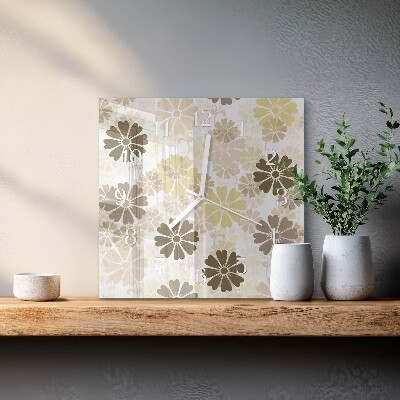 Firkantet vægur Floristisk kunst