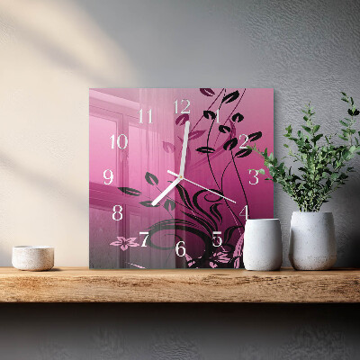 Firkantet vægur Floristisk kunst