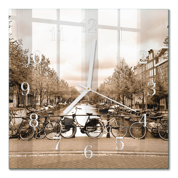 Firkantet vægur Amsterdam i sepia