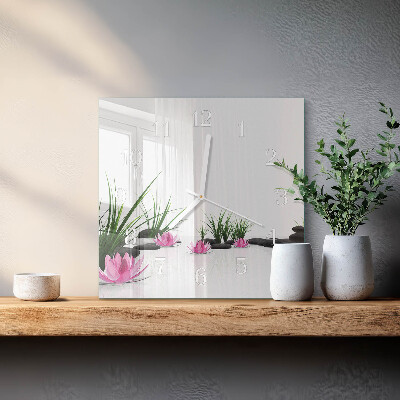 Firkantet vægur Lotusblomst