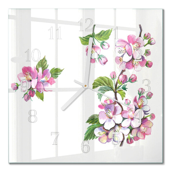 Firkantet vægur Blomster