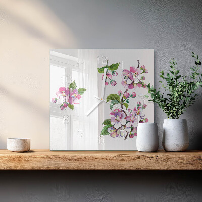 Firkantet vægur Blomster