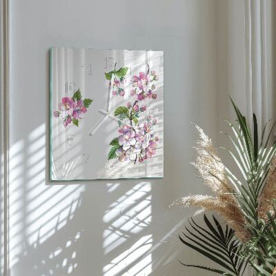 Firkantet vægur Blomster