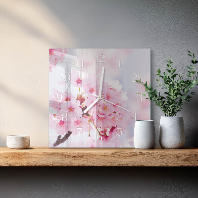 Firkantet vægur Blomster