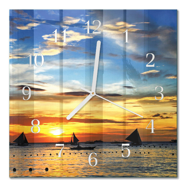 Firkantet vægur Solnedgang