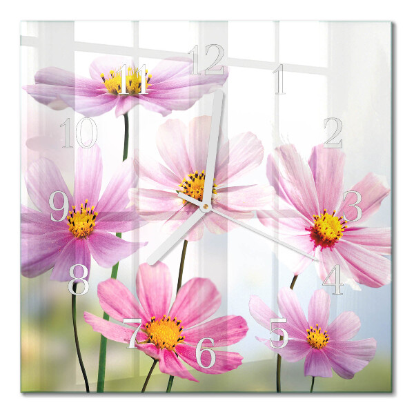 Firkantet vægur Blomster