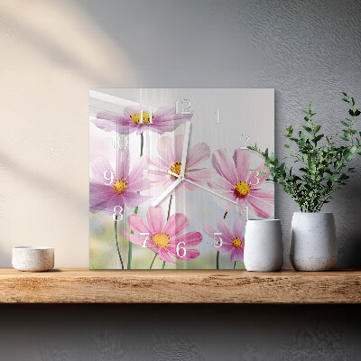Firkantet vægur Blomster