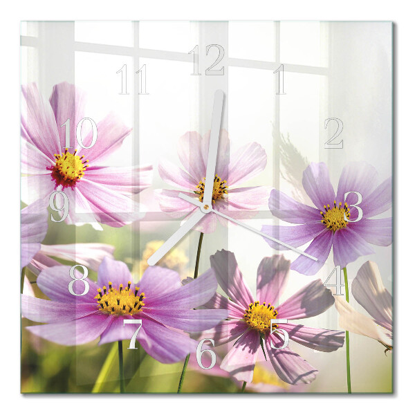 Firkantet vægur Blomster