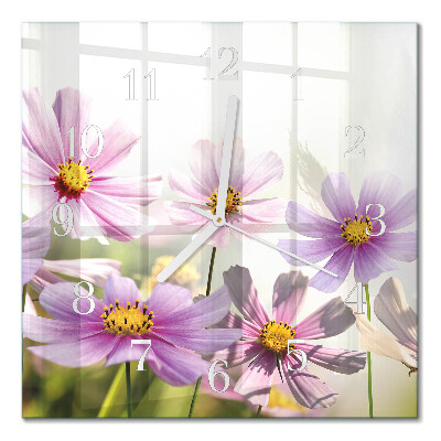 Firkantet vægur Blomster