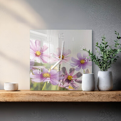 Firkantet vægur Blomster