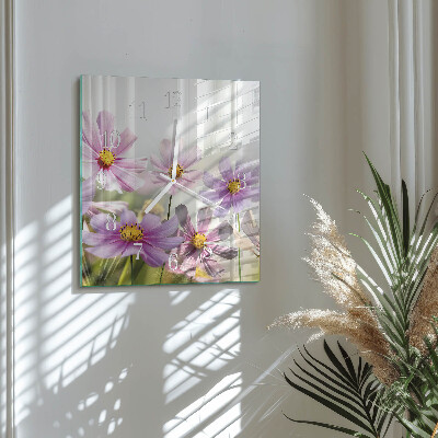 Firkantet vægur Blomster