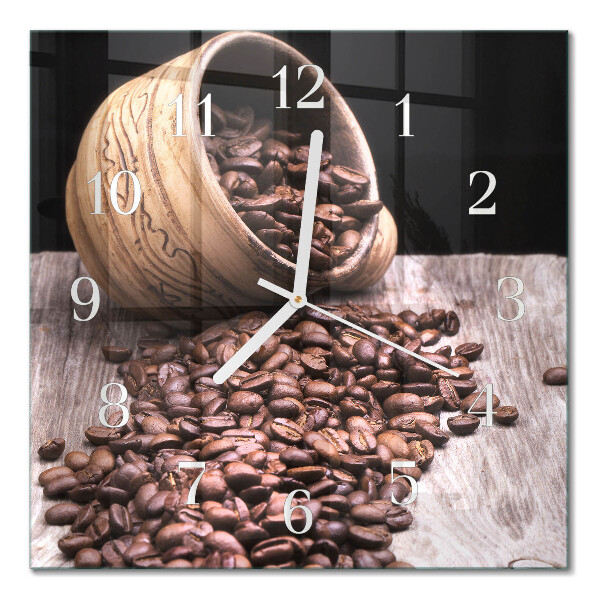 Firkantet vægur Kaffebønner