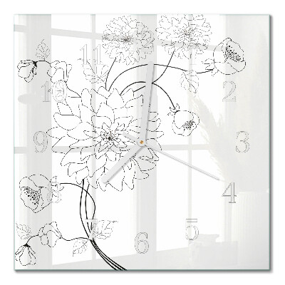 Firkantet vægur Blomster