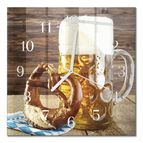 Firkantet vægur Pretzel med øl