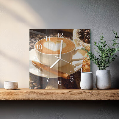 Firkantet vægur Kaffehjerte