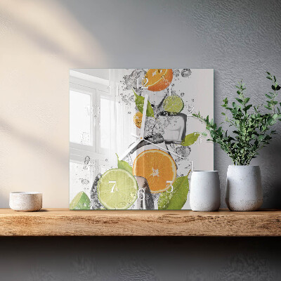 Firkantet vægur Citrusfrugter