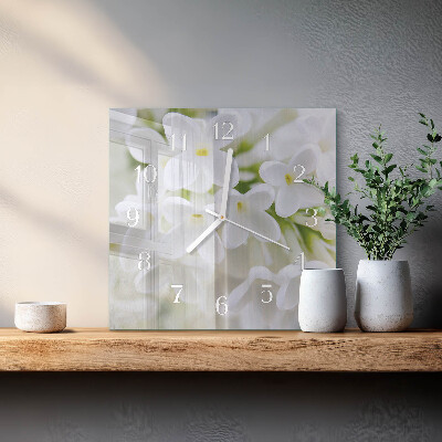 Firkantet vægur Blomster