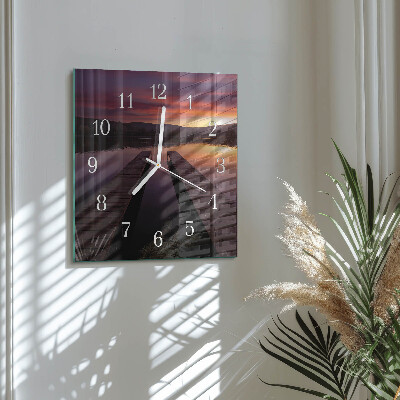 Firkantet vægur Solnedgang