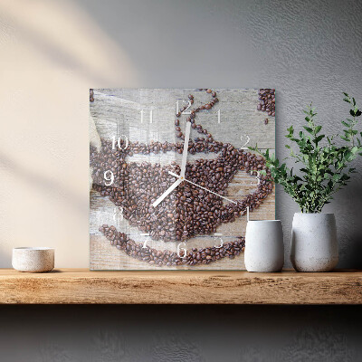 Firkantet vægur Kaffebønner