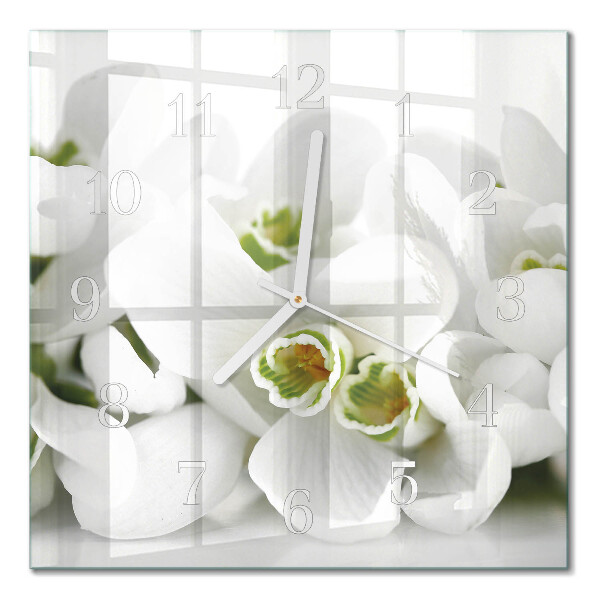 Firkantet vægur Blomster