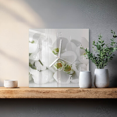 Firkantet vægur Blomster