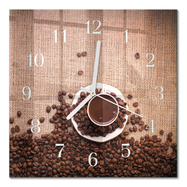 Firkantet vægur Kaffebønner