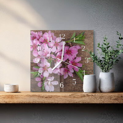 Firkantet vægur Blomster