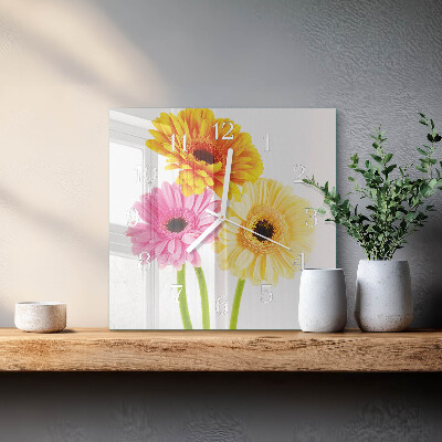 Firkantet vægur Blomster