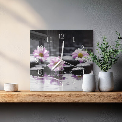 Firkantet vægur Blomster