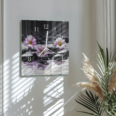 Firkantet vægur Blomster