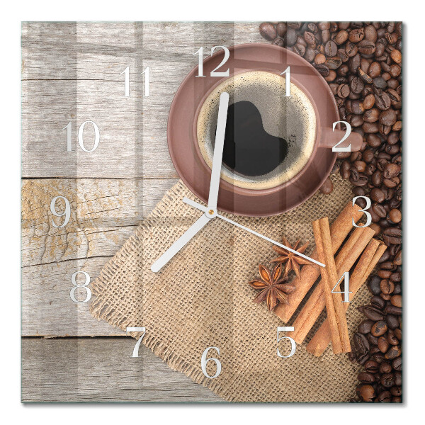Firkantet vægur Kaffebønner
