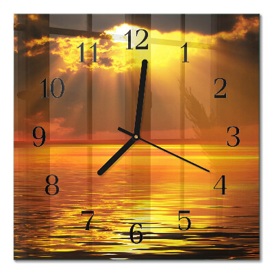 Firkantet glas vægur Solnedgang