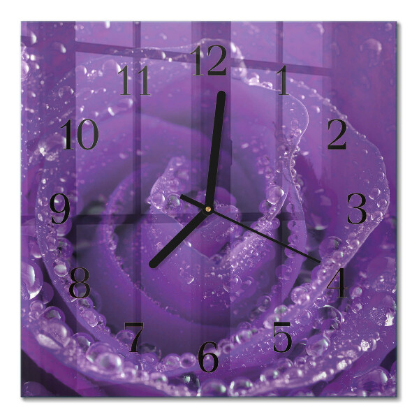 Firkantet glas vægur Rose