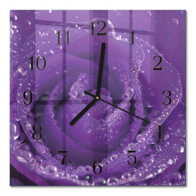 Firkantet glas vægur Rose