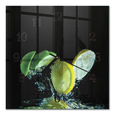 Firkantet glas vægur Citron og lime