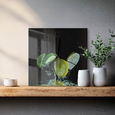 Firkantet glas vægur Citron og lime