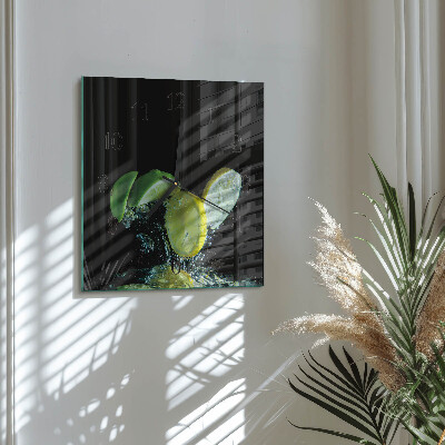 Firkantet glas vægur Citron og lime