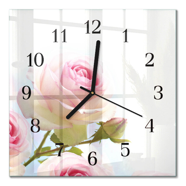 Firkantet glas vægur Rose