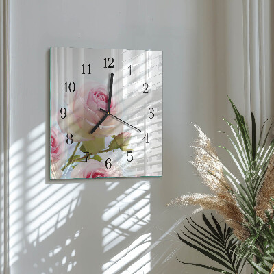 Firkantet glas vægur Rose