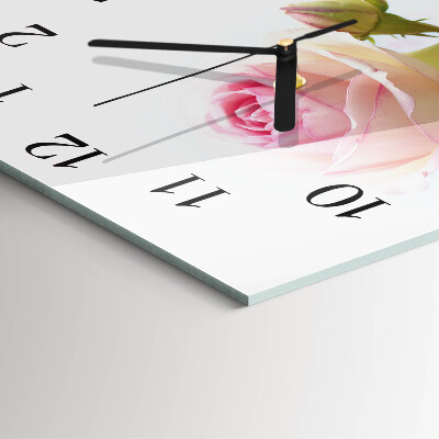 Firkantet glas vægur Rose