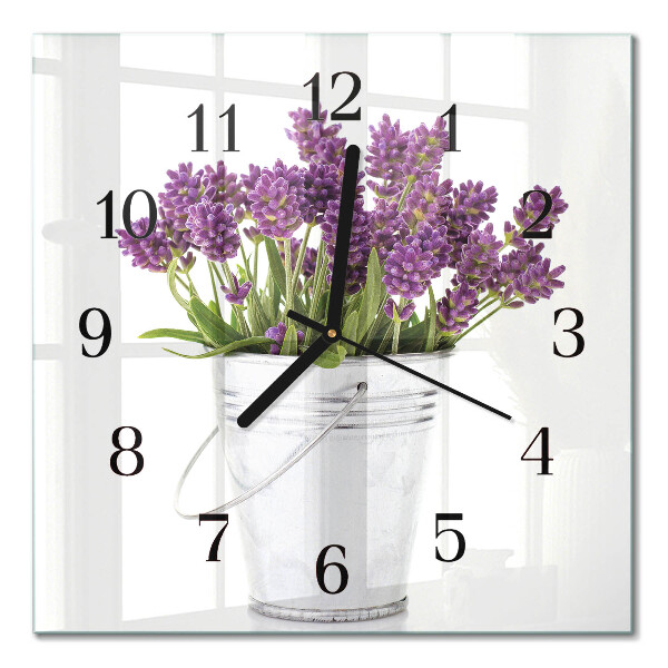 Firkantet glas vægur Lavendel