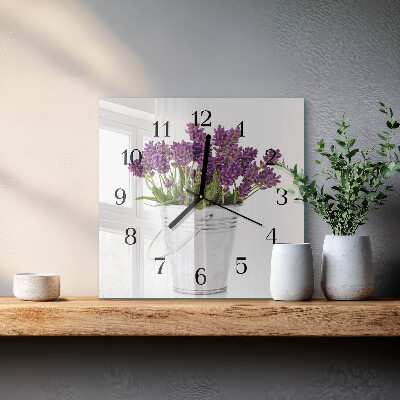 Firkantet glas vægur Lavendel