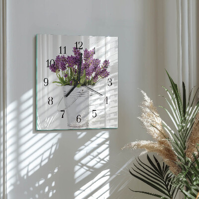 Firkantet glas vægur Lavendel