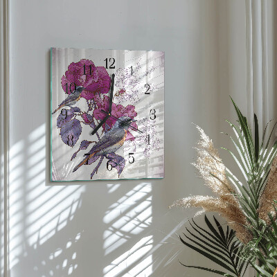 Glas vægur Fugle og blomster
