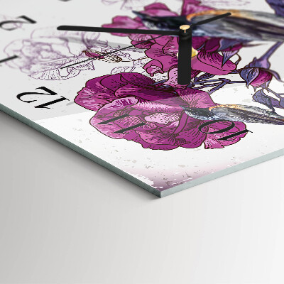 Glas vægur Fugle og blomster
