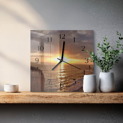Glas vægur Solnedgang