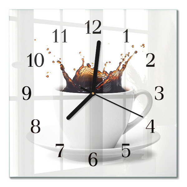 Firkantet glas vægur Kaffe